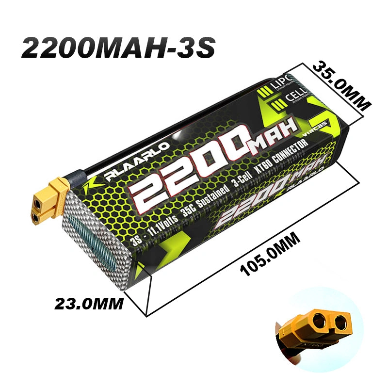 High-Performance 3S 11.1V 2200mAh LiPo Battery with Robust XT60 Connector.